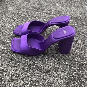 Zara Women's Purple Block Heel Sandals